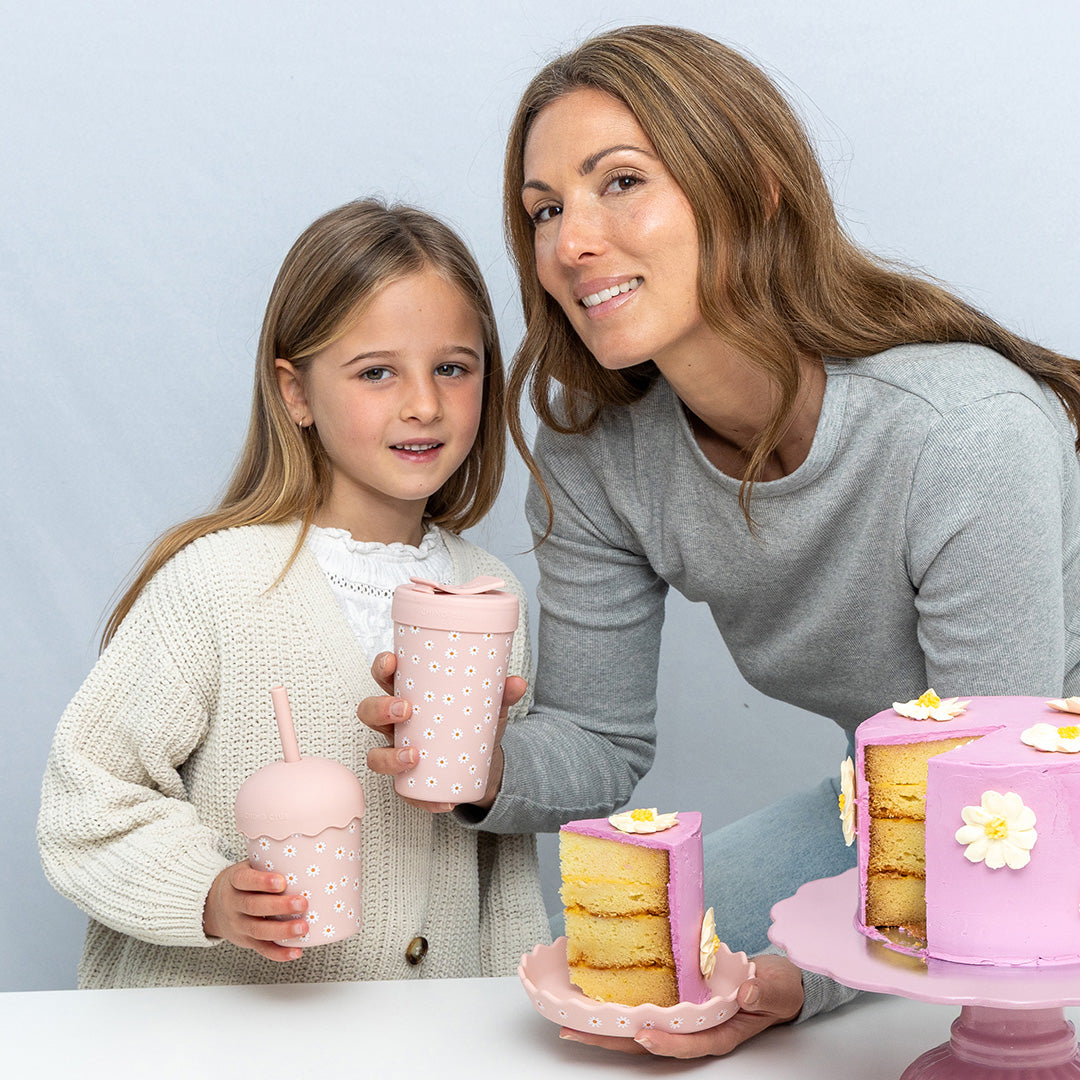 Pink Daisy Mini Smoothie Cup & Straw 200ml