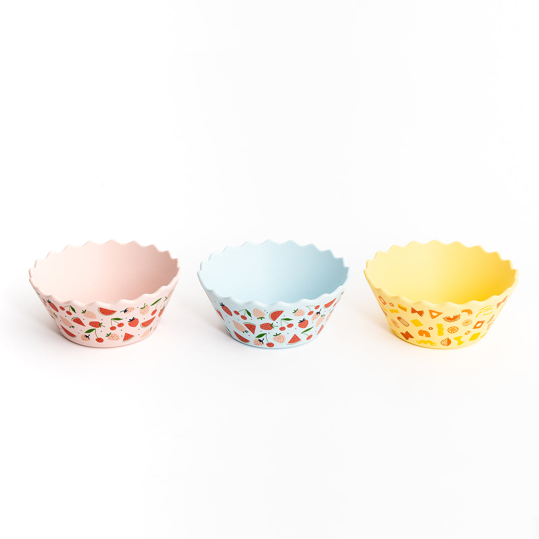 Blue Fruits Wavy Edge Silicone Bowl