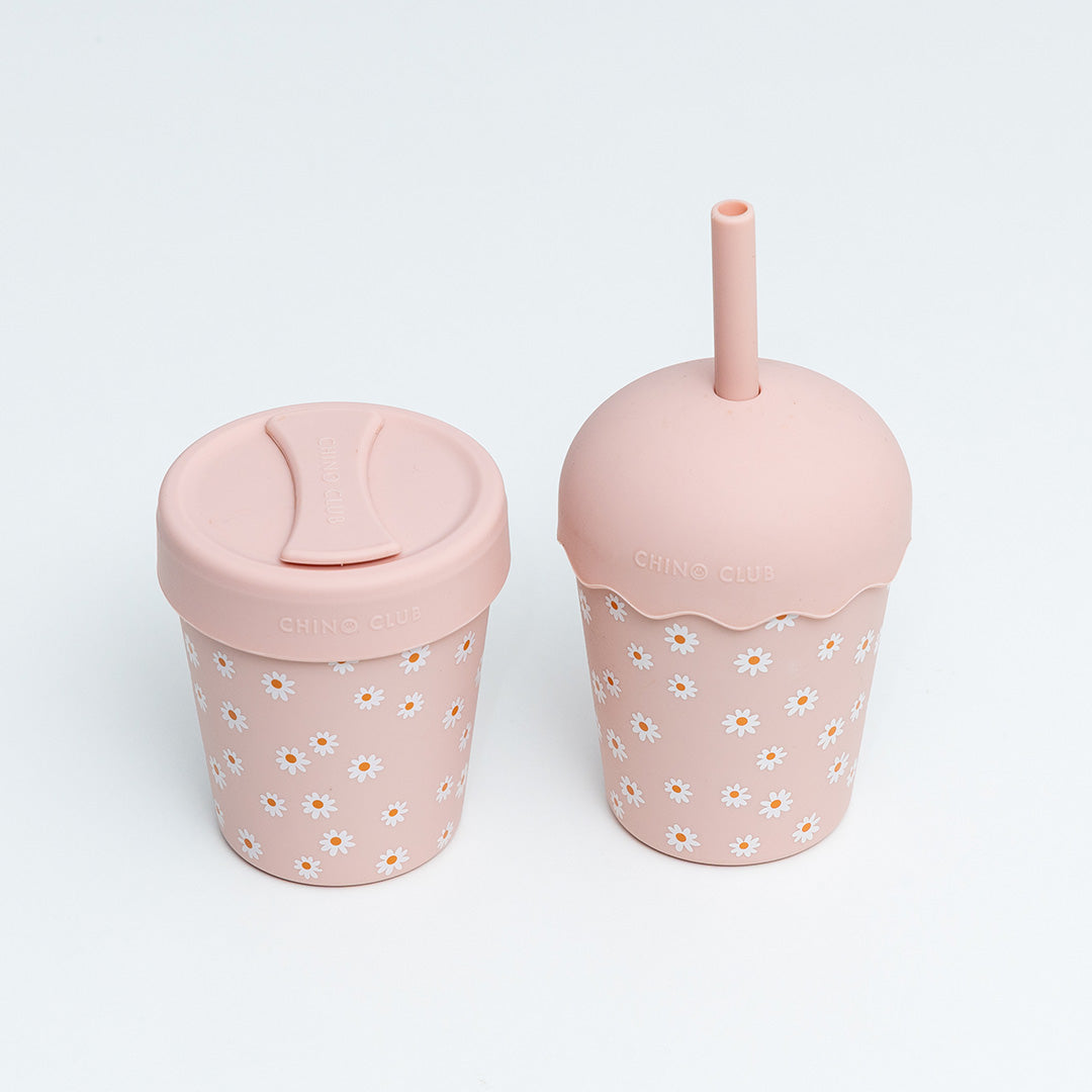 Pink Daisy Mini Smoothie Cup & Straw 200ml