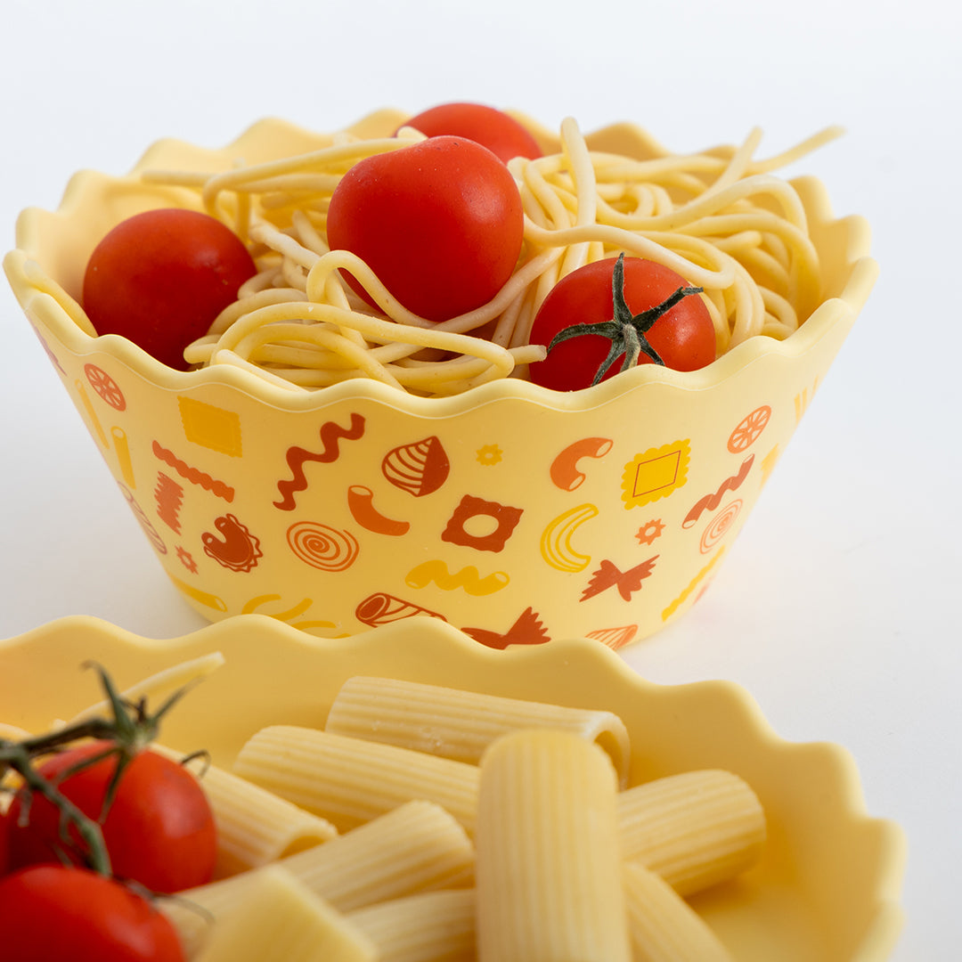 Yellow Pasta Wavy Edge Silicone Bowl
