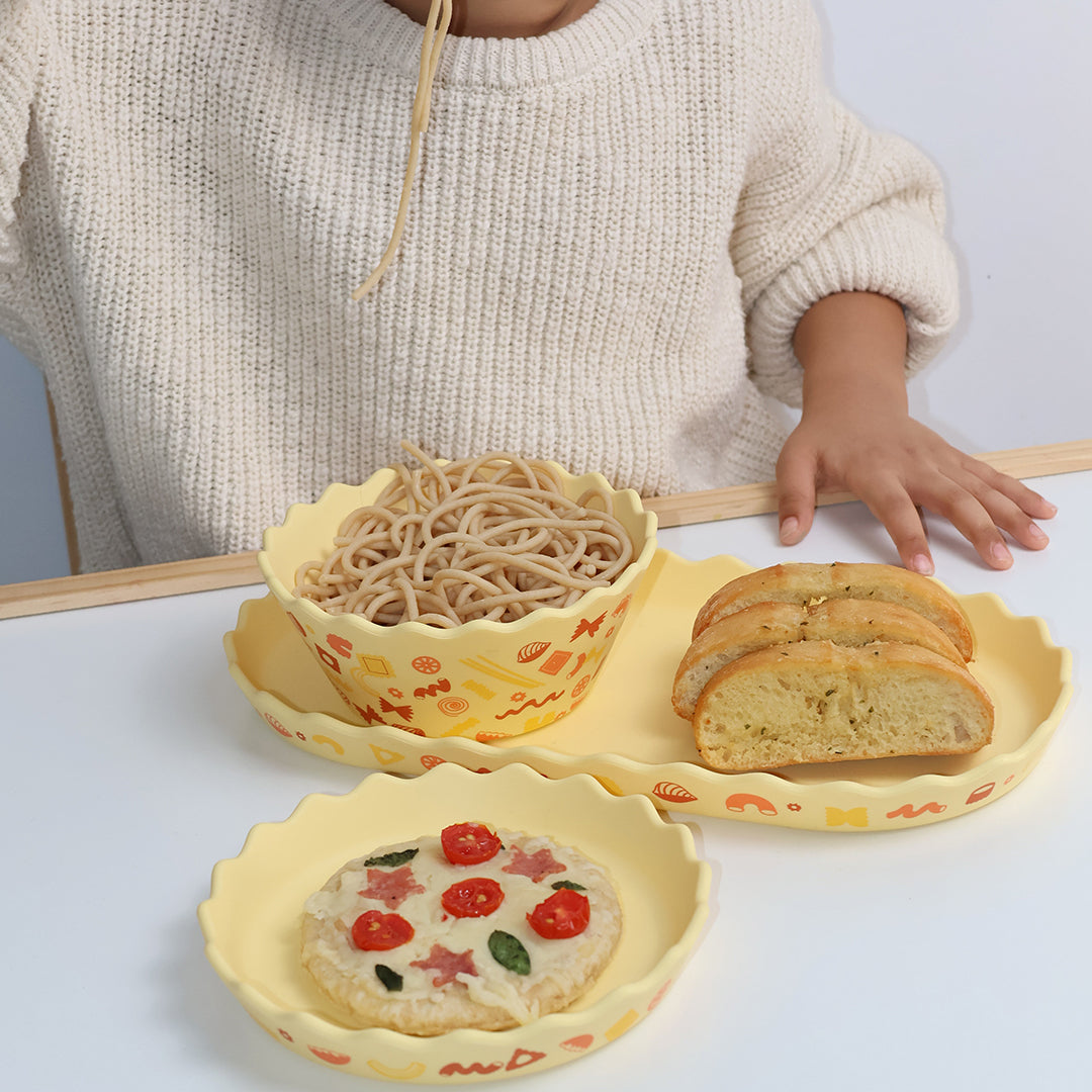 Yellow Pasta Wavy Edge Silicone Bowl