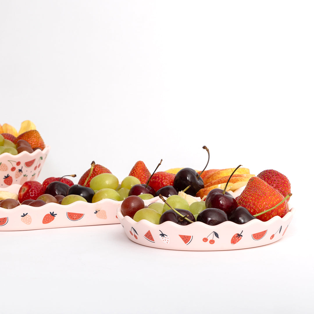 Pink Fruits Silicone Bowl and Plate Set