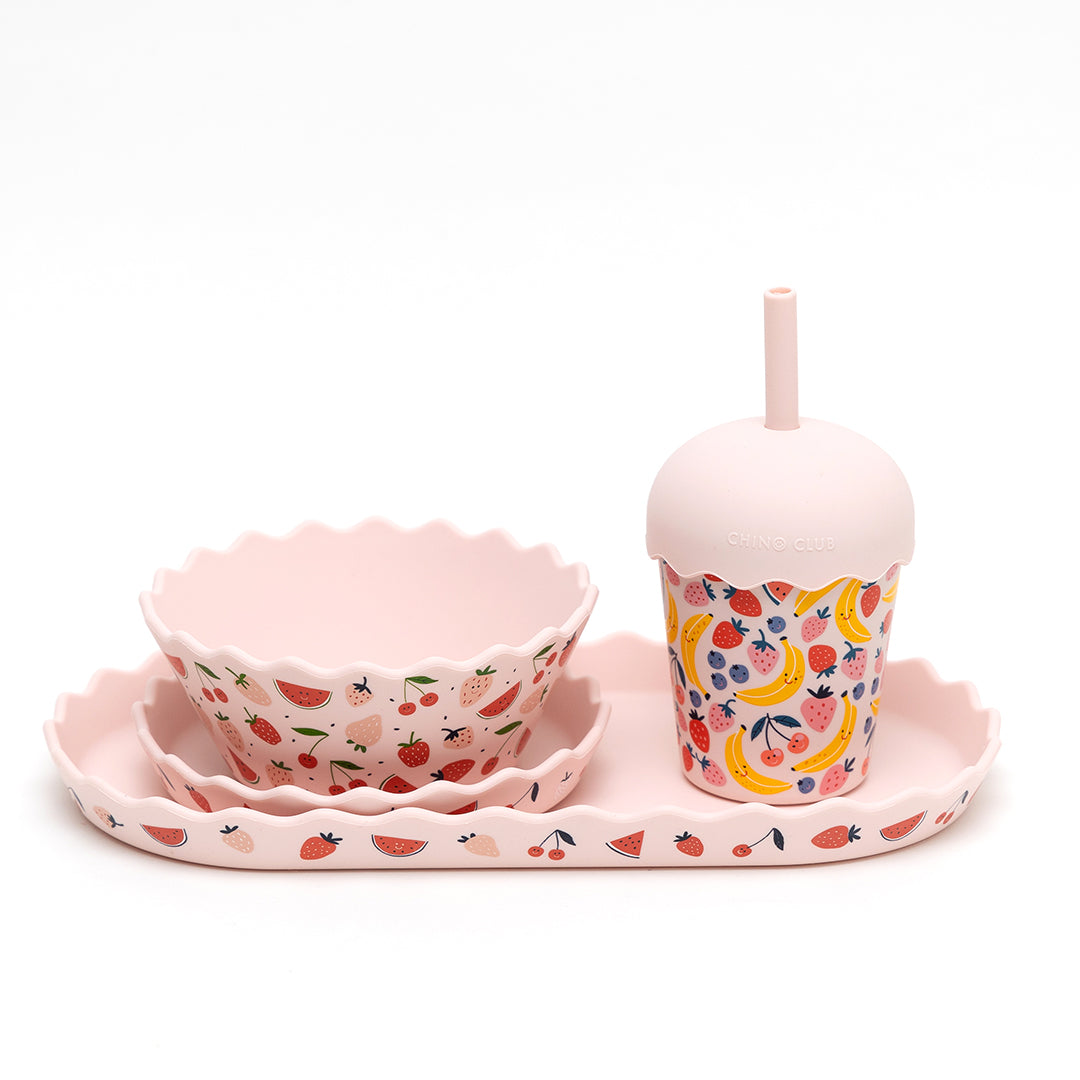 Pink Fruits Dinnerware & Smoothie Bundle