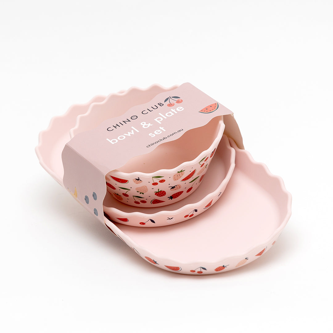 Pink Fruits Dinnerware & Smoothie Bundle
