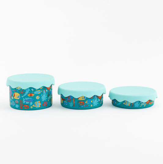 Tropical Ocean Stainless Steel Snack Pot Trio