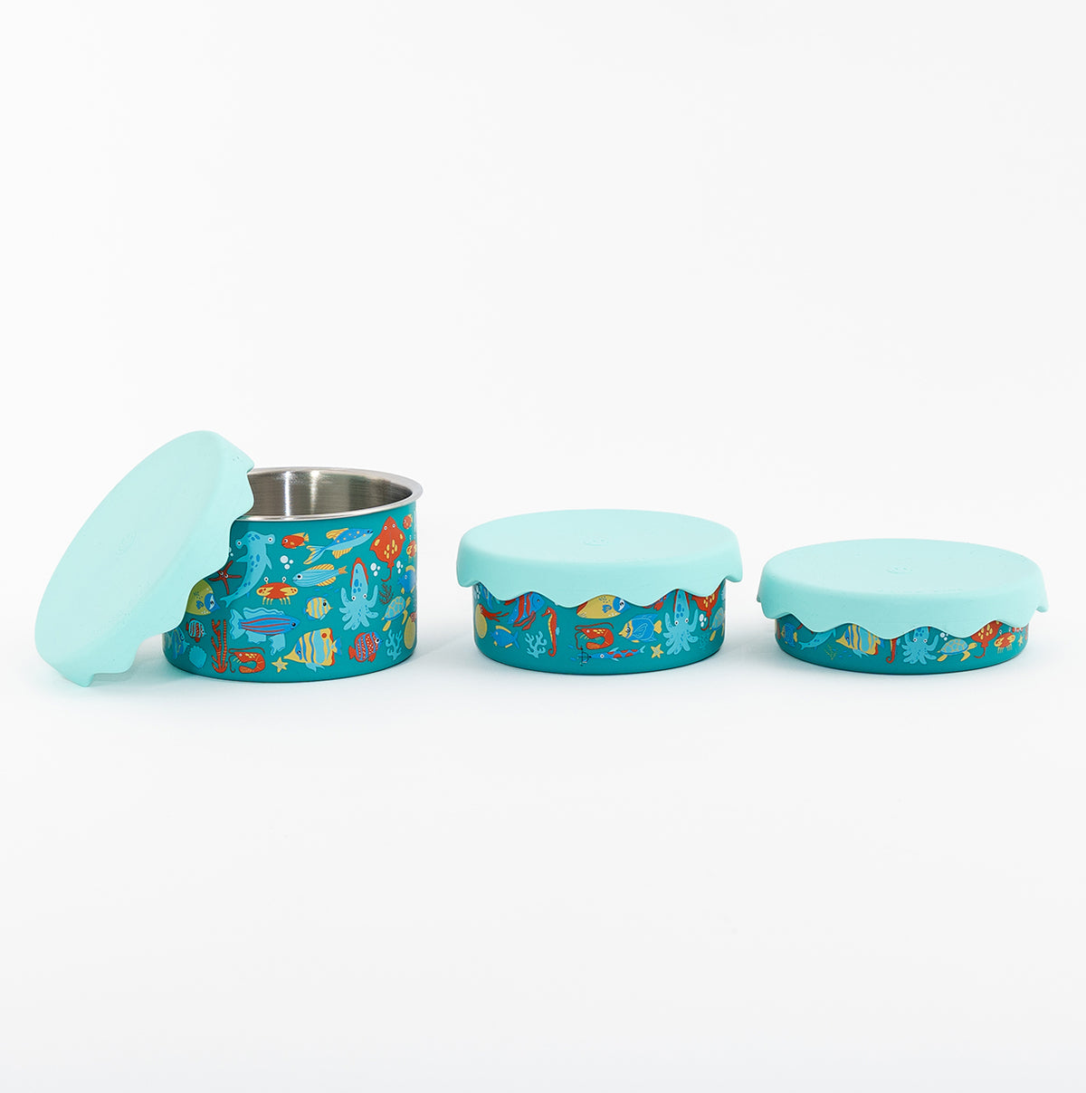Tropical Ocean Stainless Steel Snack Pot Trio