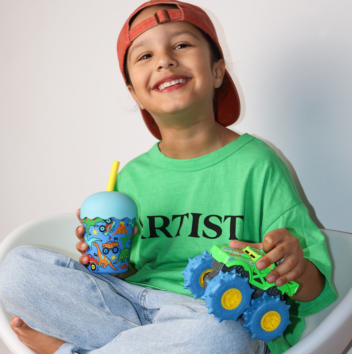 Dinotrucks Mini Smoothie Cup & Straw 200ml - PRE-ORDER for July