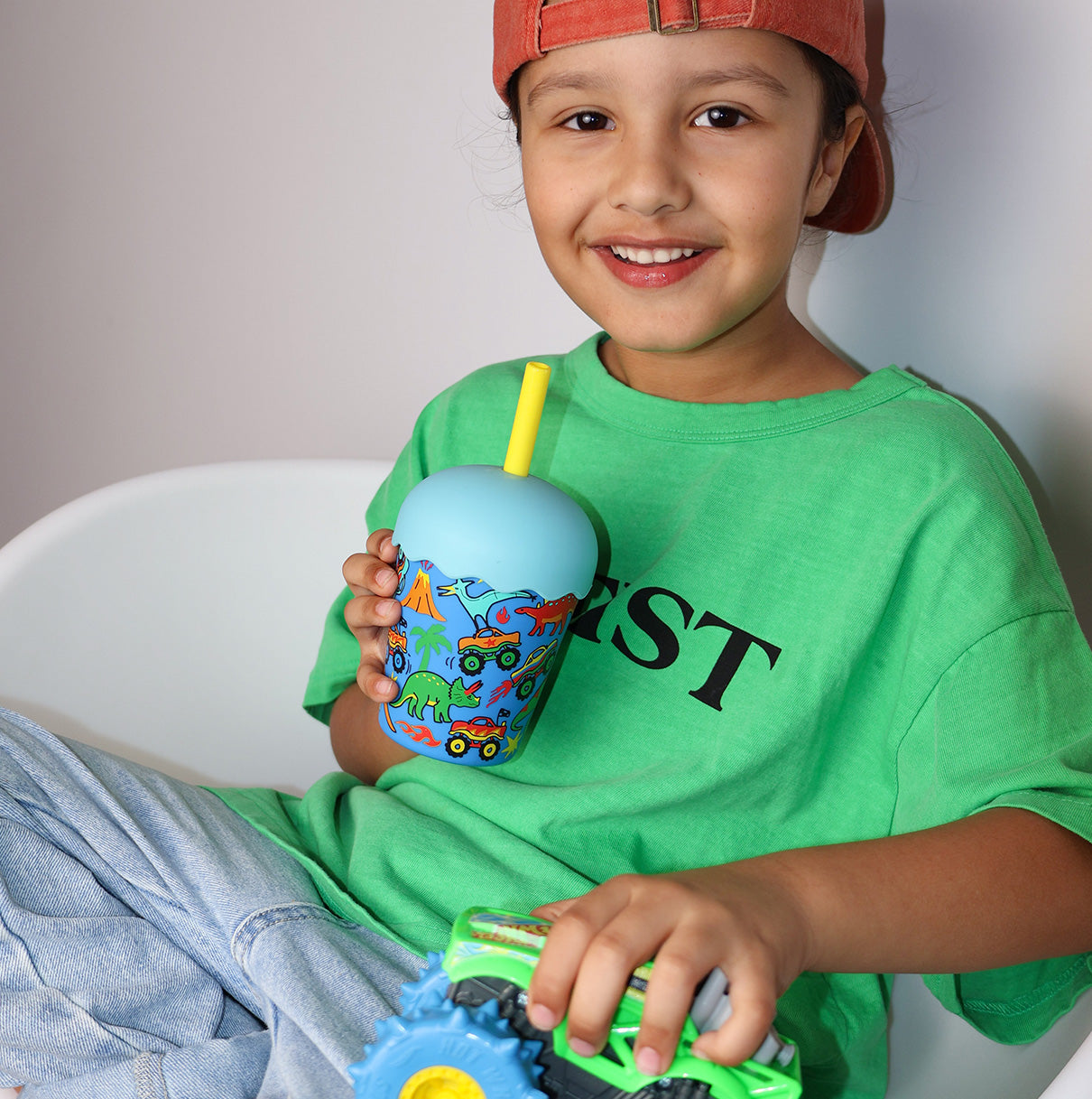Dinotrucks Mini Smoothie Cup & Straw 200ml - PRE-ORDER for July
