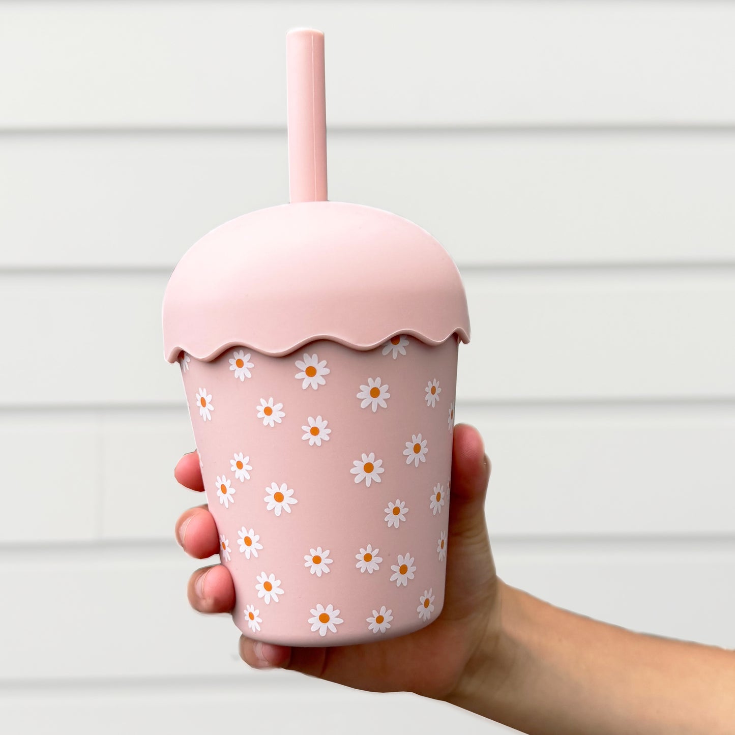 Pink Daisy Mini Smoothie Cup & Straw 200ml