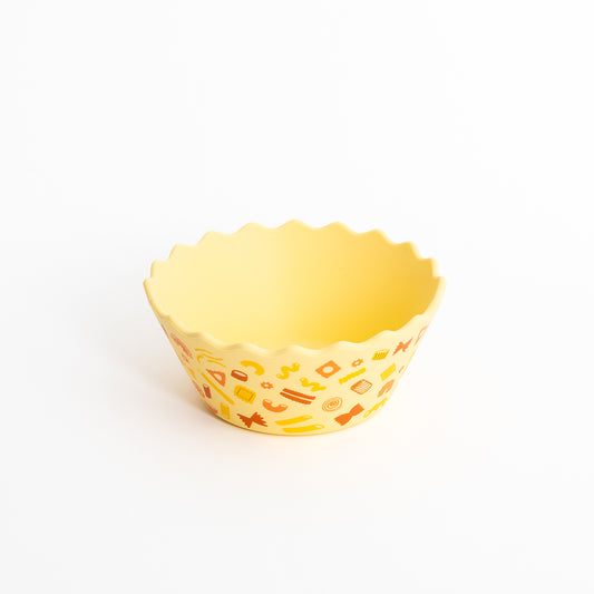 Yellow Pasta Wavy Edge Silicone Bowl