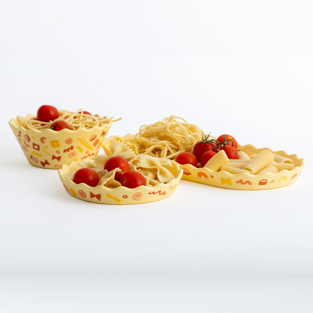 Pasta Wavy Edge Silicone Bowl and Plate Set