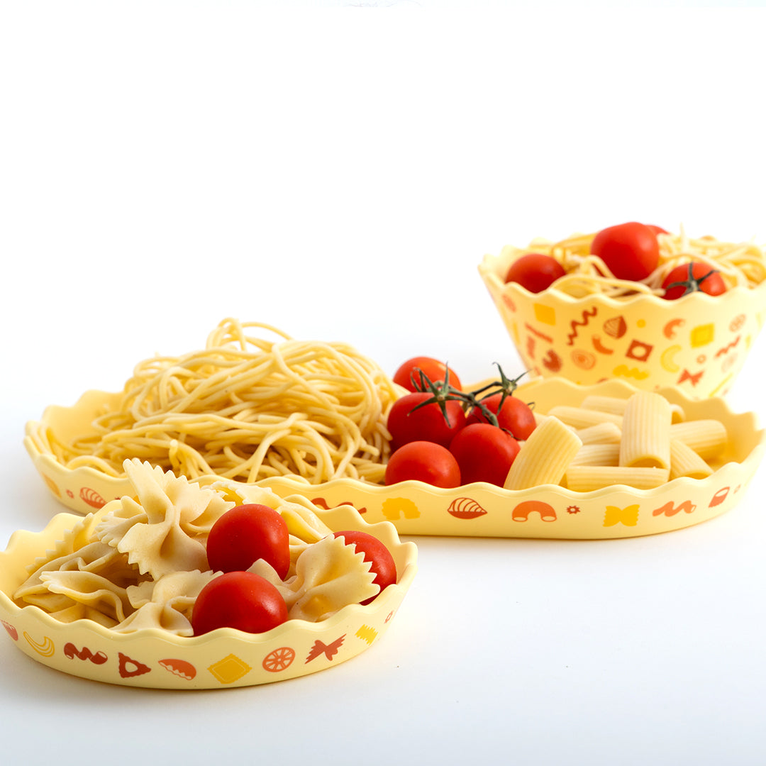 Pasta Wavy Edge Silicone Bowl and Plate Set