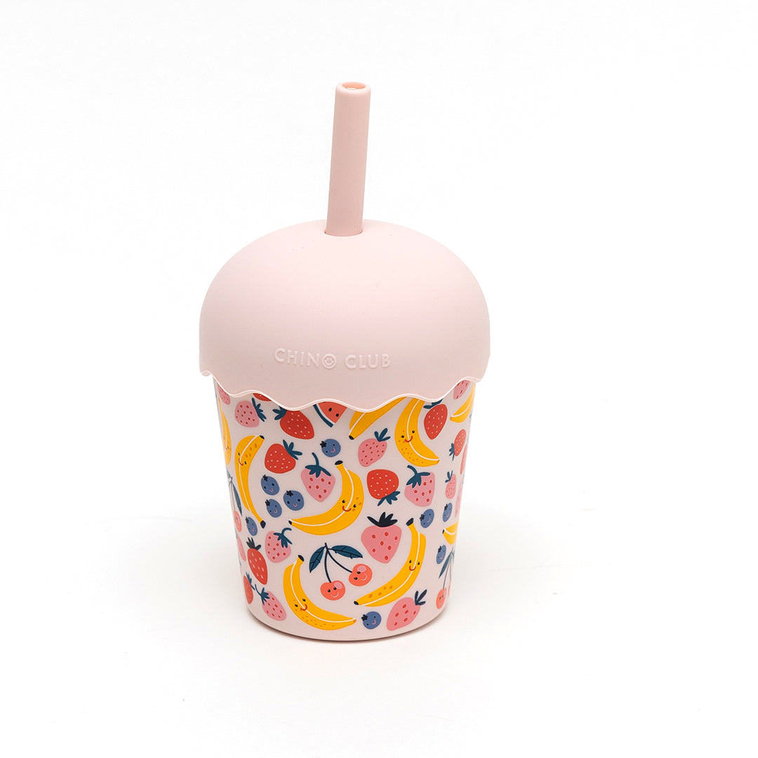 Fruits Pink Mini Smoothie Cup & Straw 200ml