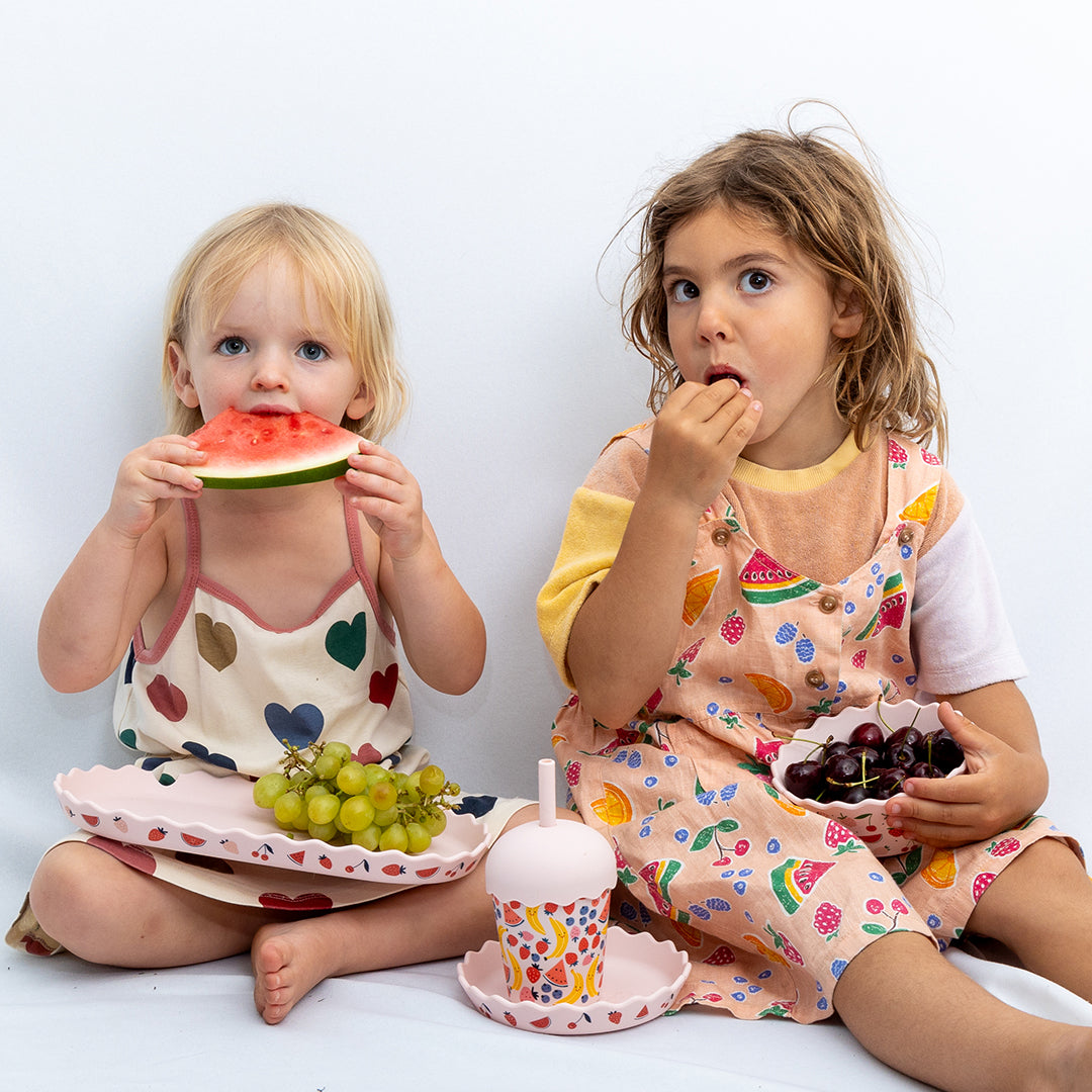 Pink Fruits Silicone Bowl and Plate Set