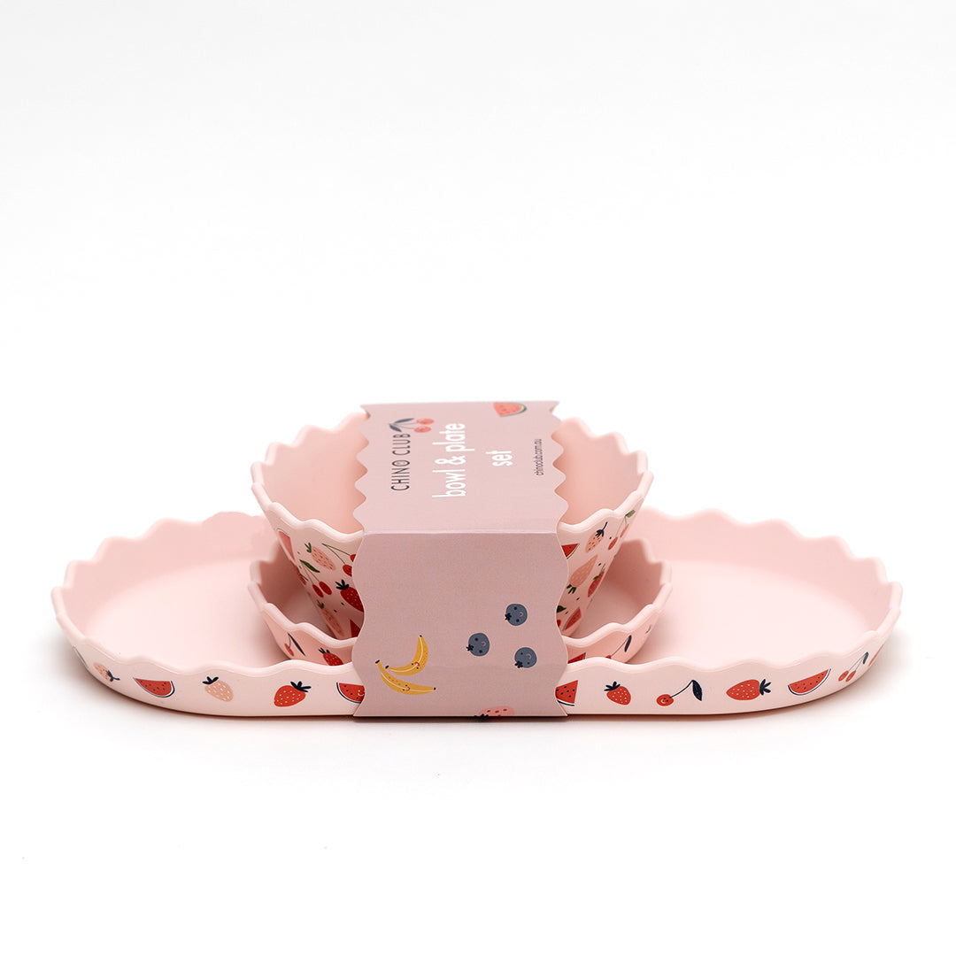 Pink Fruits Silicone Bowl and Plate Set