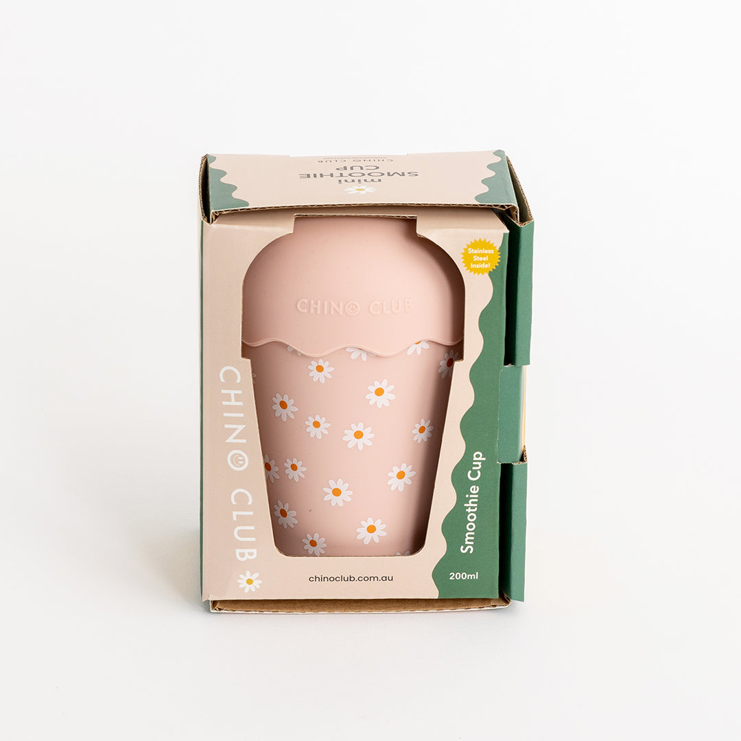 Pink Daisy Mini Smoothie Cup & Straw 200ml